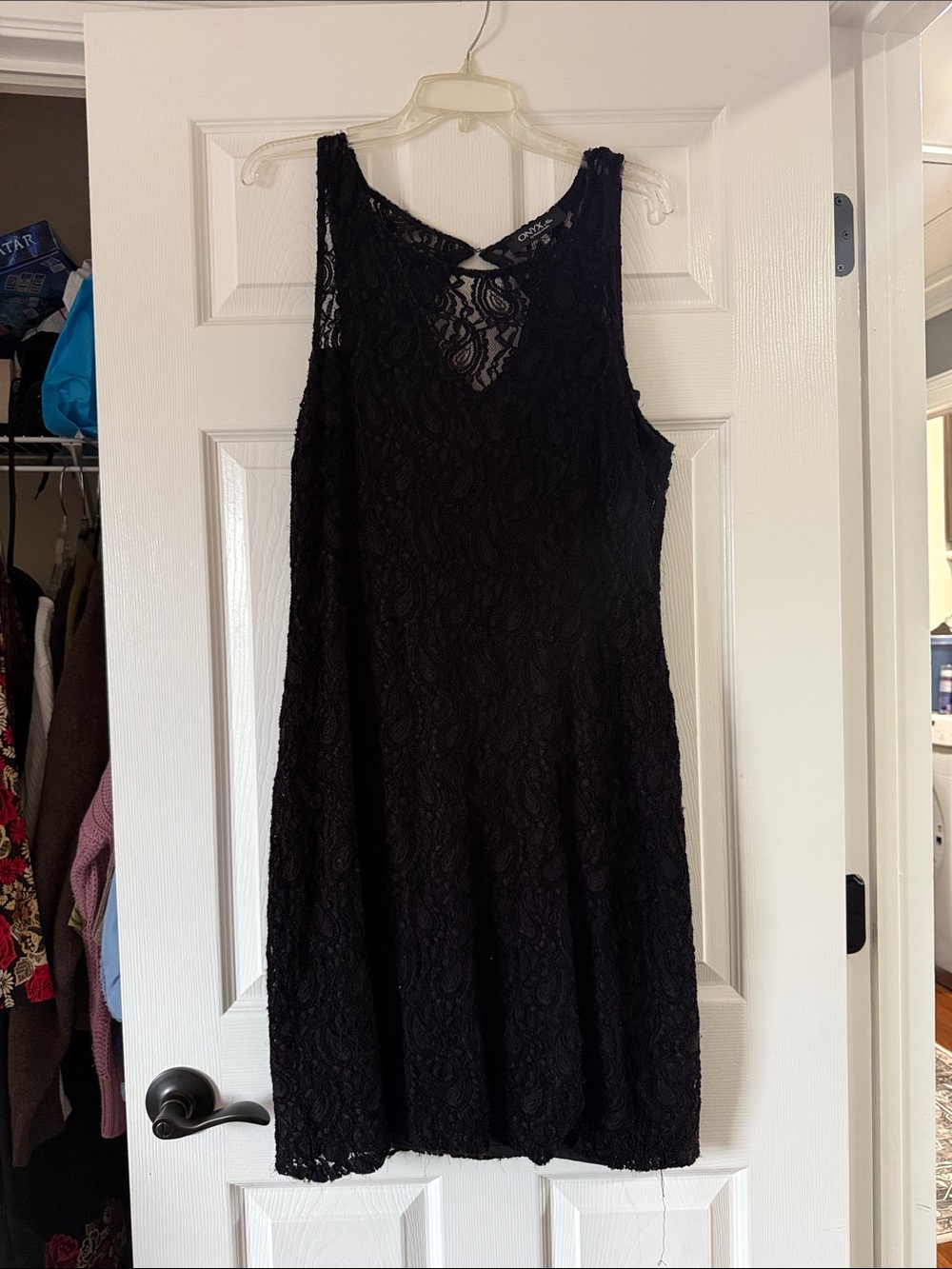 Onyx Nite Black Lace Scoop Neck Dress